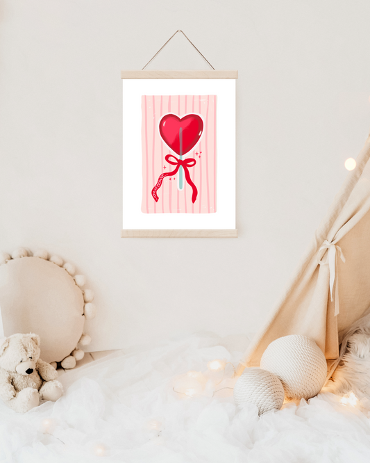 Valentines day red sucker / FRAMEABLE ART PRINTABLE