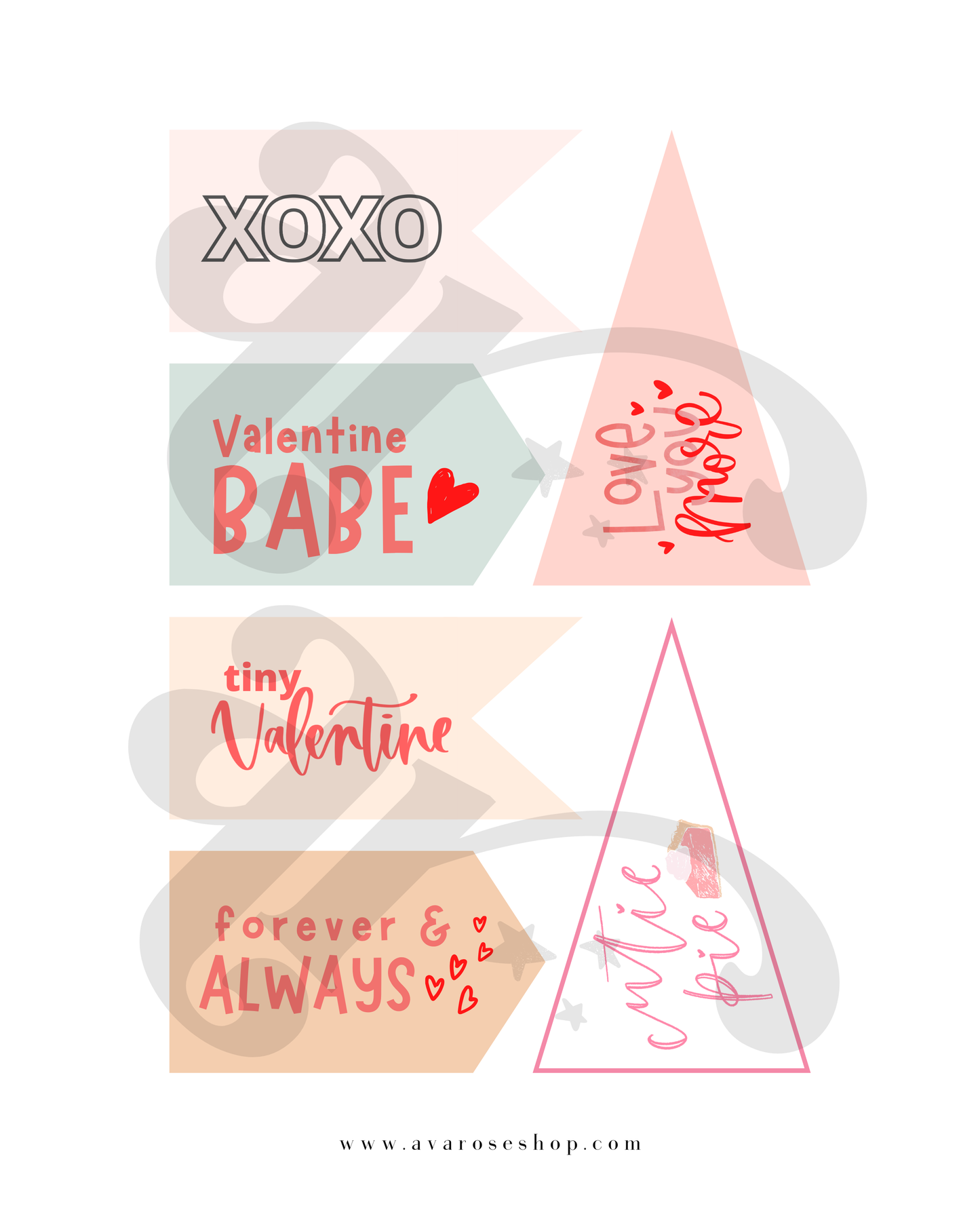 Pennant flag bundle 1 / PRINTABLE VALENTINE