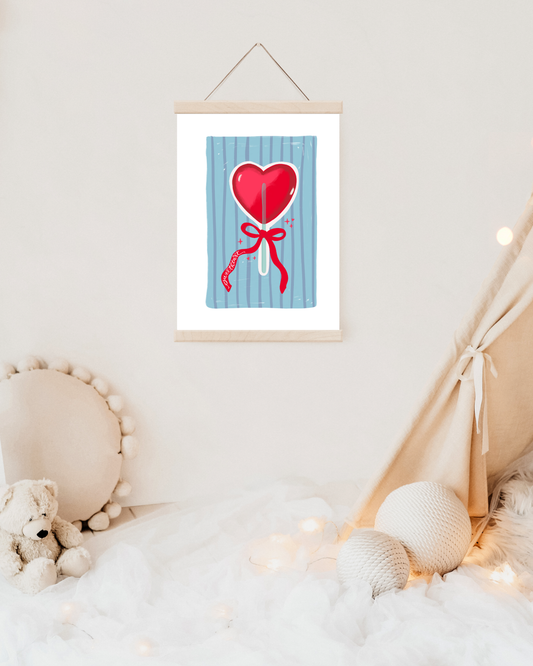 Valentines day blue sucker / FRAMEABLE ART PRINTABLE