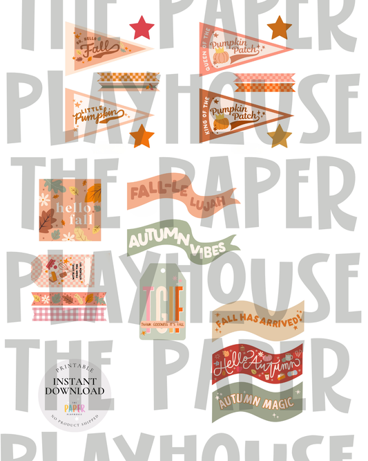 Fall Pennant & Flag Bundle | Printable downloadable